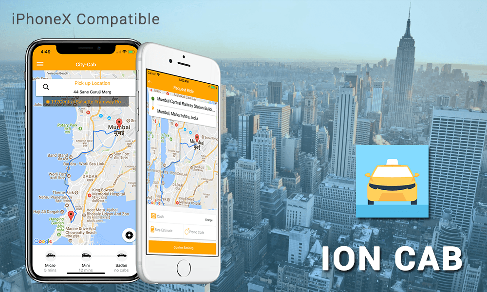 ionic taxi booking app