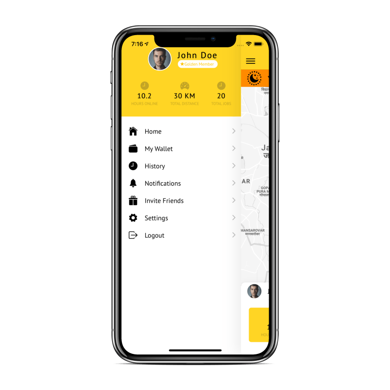 ionic 4 taxi driver app