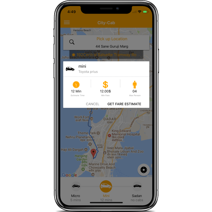 Ionic 4 user taxi booking