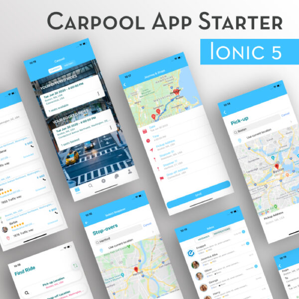 Carpool / Ride Sharing App Template | Ionic 5 (BlaBla UI)