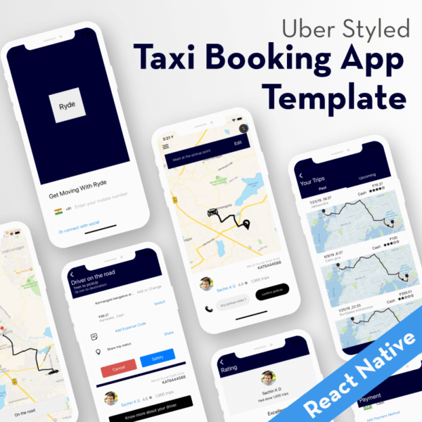 Taxi Booking App Template | React Native (User, Driver & Admin)