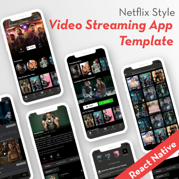Video Streaming App Template | React Native (Netflix UI)