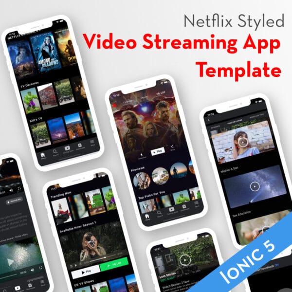 Video Streaming App Template | Ionic 5 (Netflix-Style UI)
